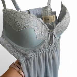 Jessica Simpson Baby‎ Blue Lingerie Underwired Babydoll Womens Top Size S 34B